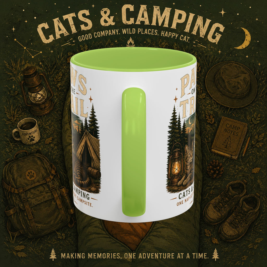 Cat Lover Camping Mug – Two-Tone Ceramic Coffee Mug (11oz)