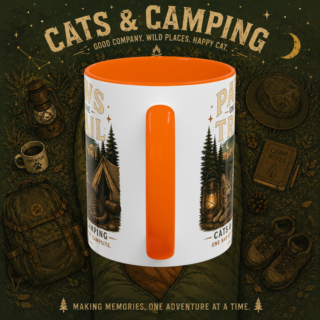Cat Lover Camping Mug – Two-Tone Ceramic Coffee Mug (11oz)