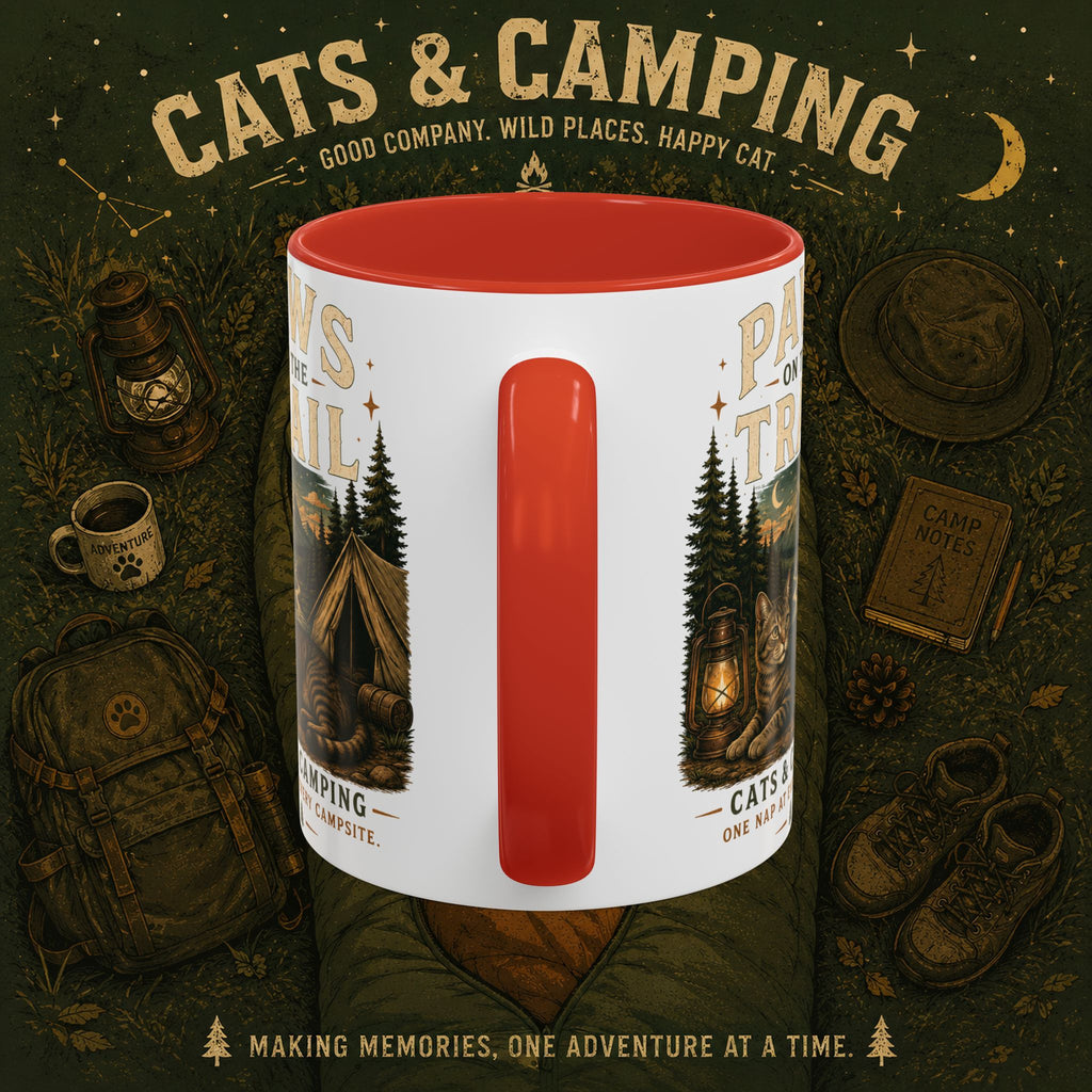 Cat Lover Camping Mug – Two-Tone Ceramic Coffee Mug (11oz)