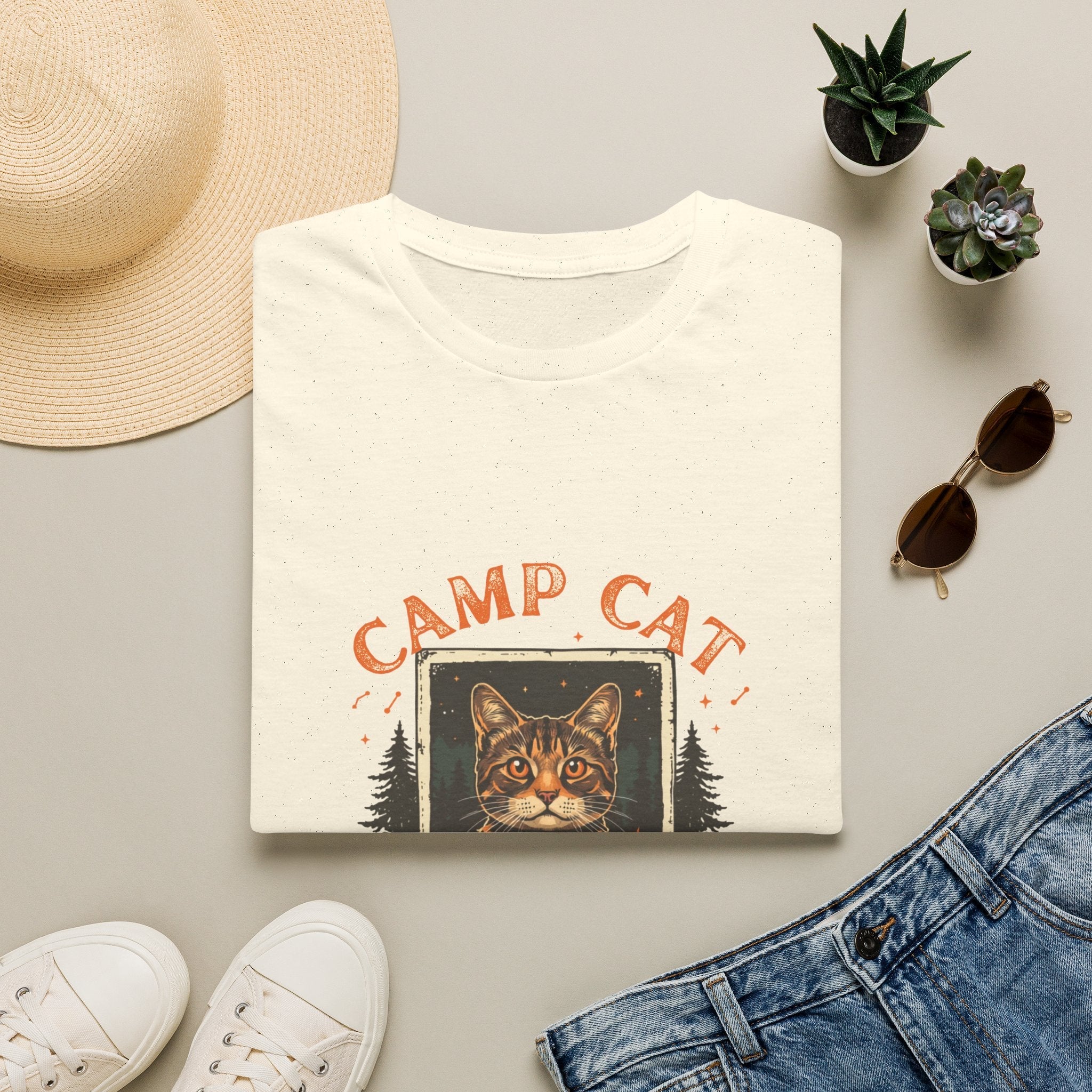 Retro Cat Camping T-Shirt — Funny Gift for Cat Lovers Who Camp