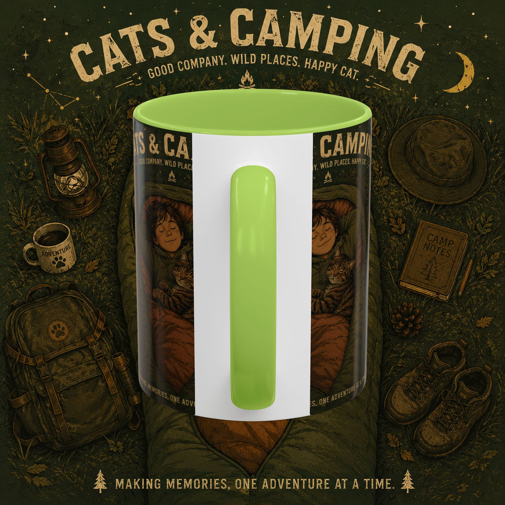 Cats & Camping Accent Coffee Mug — Cat Lover Camping Gift Mug 11oz