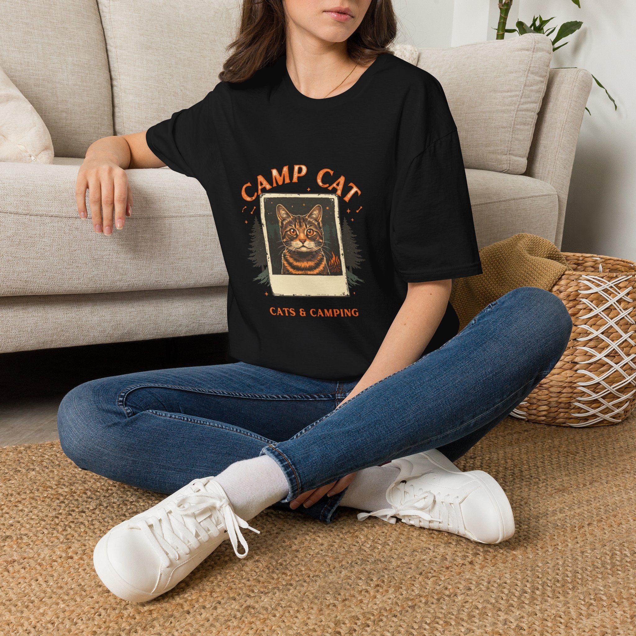 Retro Cat Camping T-Shirt — Funny Gift for Cat Lovers Who Camp