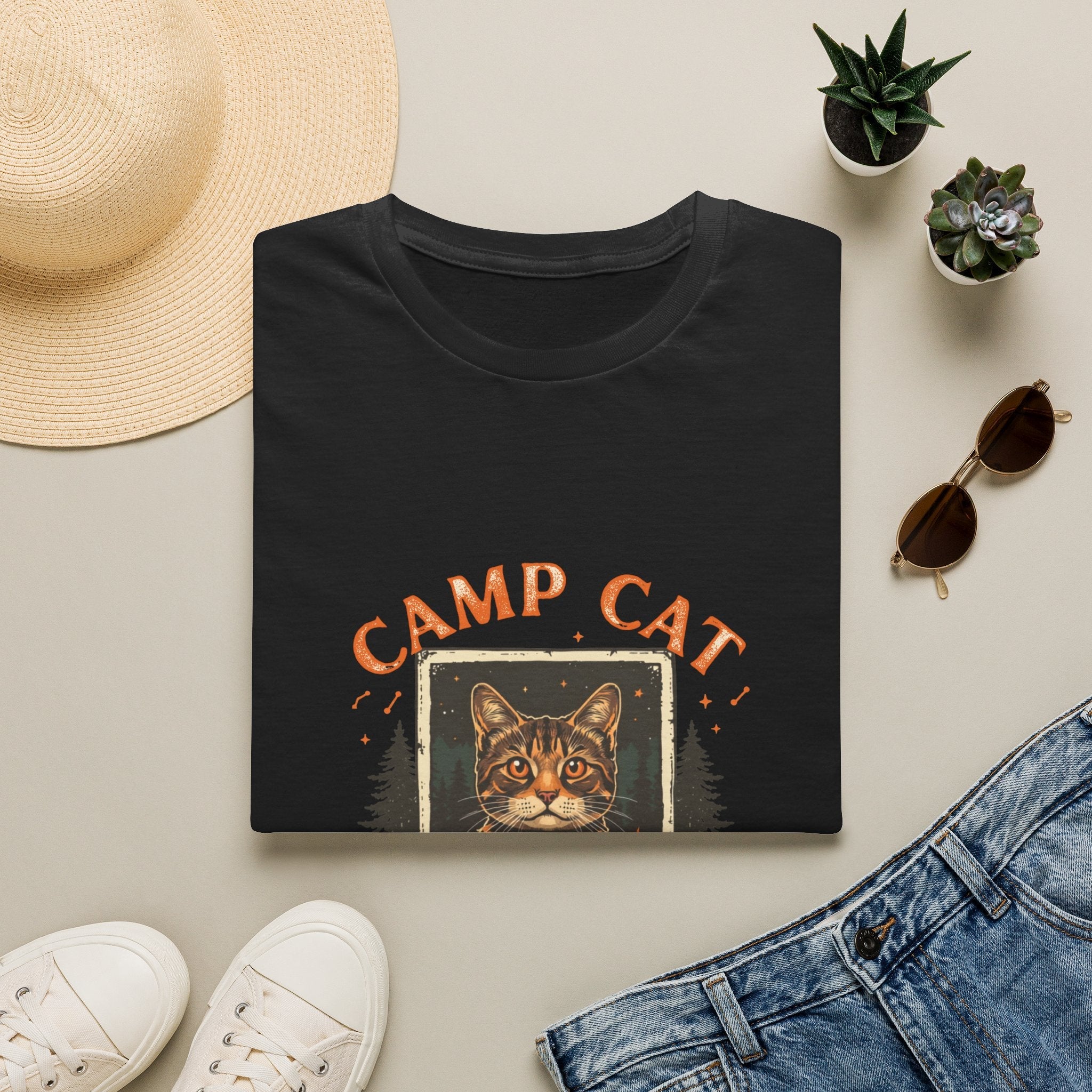 Retro Cat Camping T-Shirt — Funny Gift for Cat Lovers Who Camp