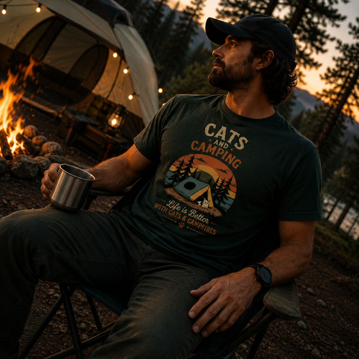 Cats and Campfires tee lifestyle shot