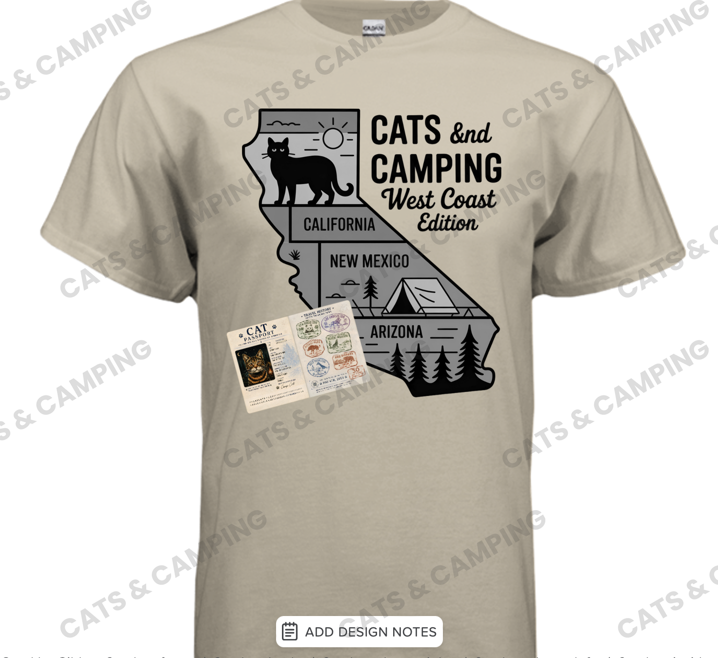 West Coast Camping Cat T-Shirt — Pacific Northwest Outdoor Cat Lover Tee
