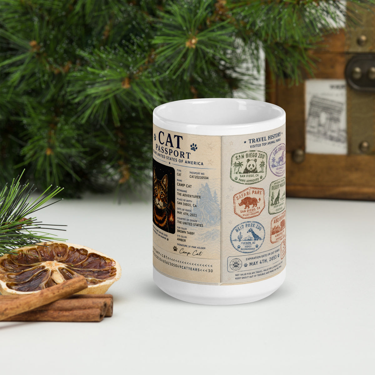 A Cat's Passport Mug – glossy ceramic camping mug, view 6